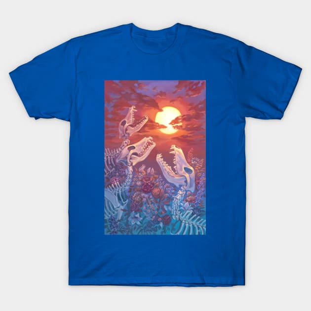 Three Wolf Sun T-Shirt by Lisa LaRose Art